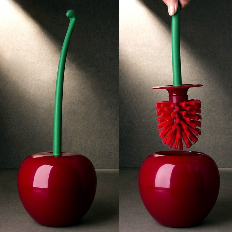 Add a unique touch to your bathroom with this cherry-shaped toilet brush