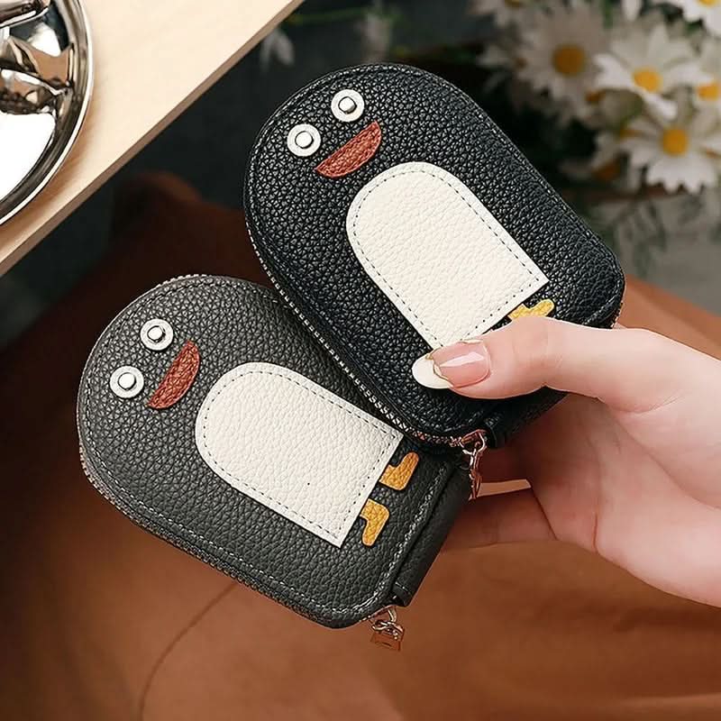 Porte-cartes - motif pingouin compact et résistant
