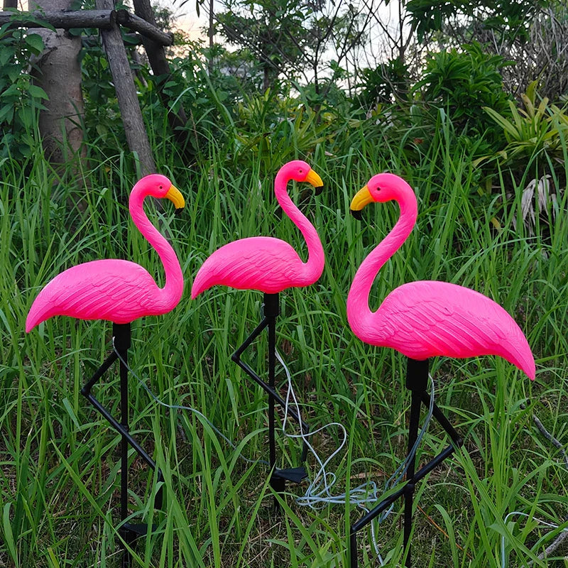 Luminous solar flamingo Różowy – Magic garden at night 