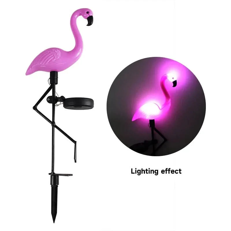 Zonnelamp flamingo Roze – Magische tuin 's nachts 