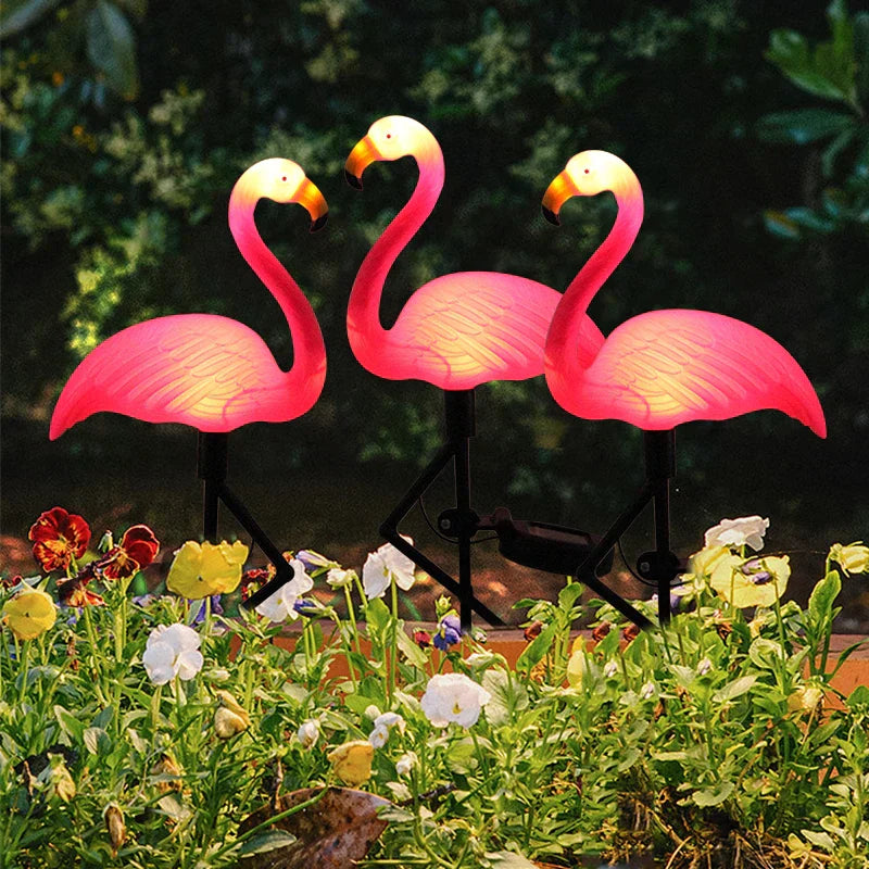 Luminous solar flamingo Różowy – Magic garden at night 
