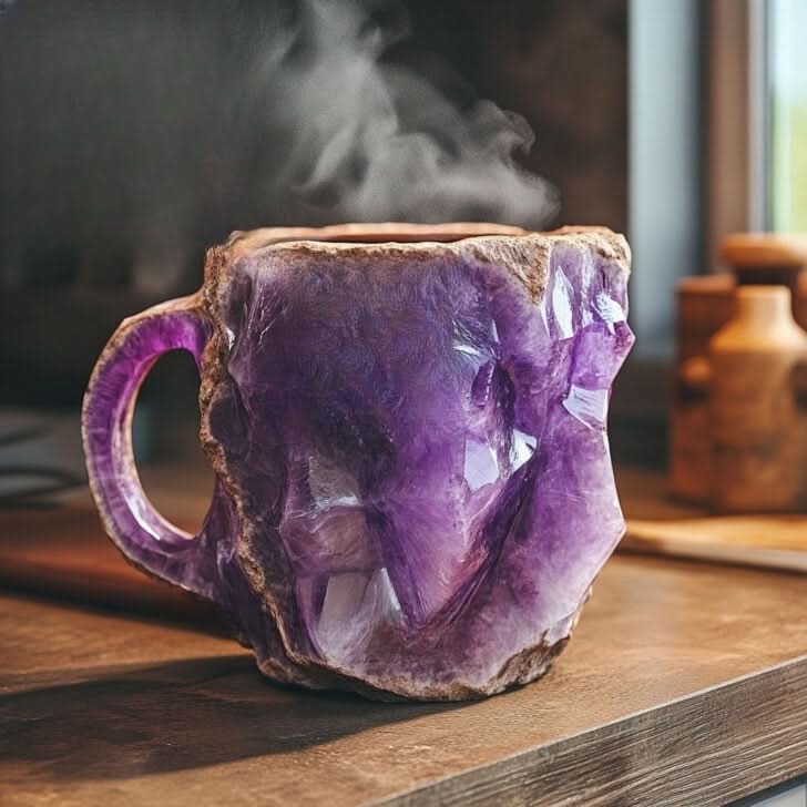 Taza de café de cristal mineral – Elegancia natural 