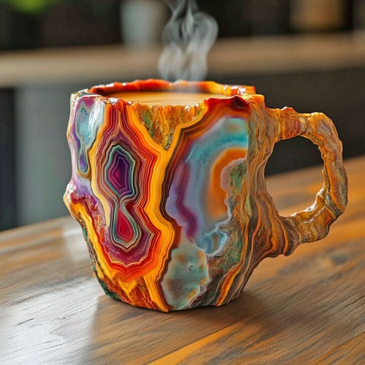 Taza de café de cristal mineral – Elegancia natural 