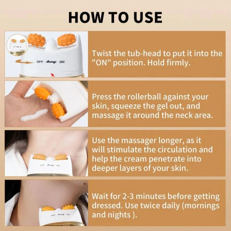 Firming cream for the neck with integrated massager 