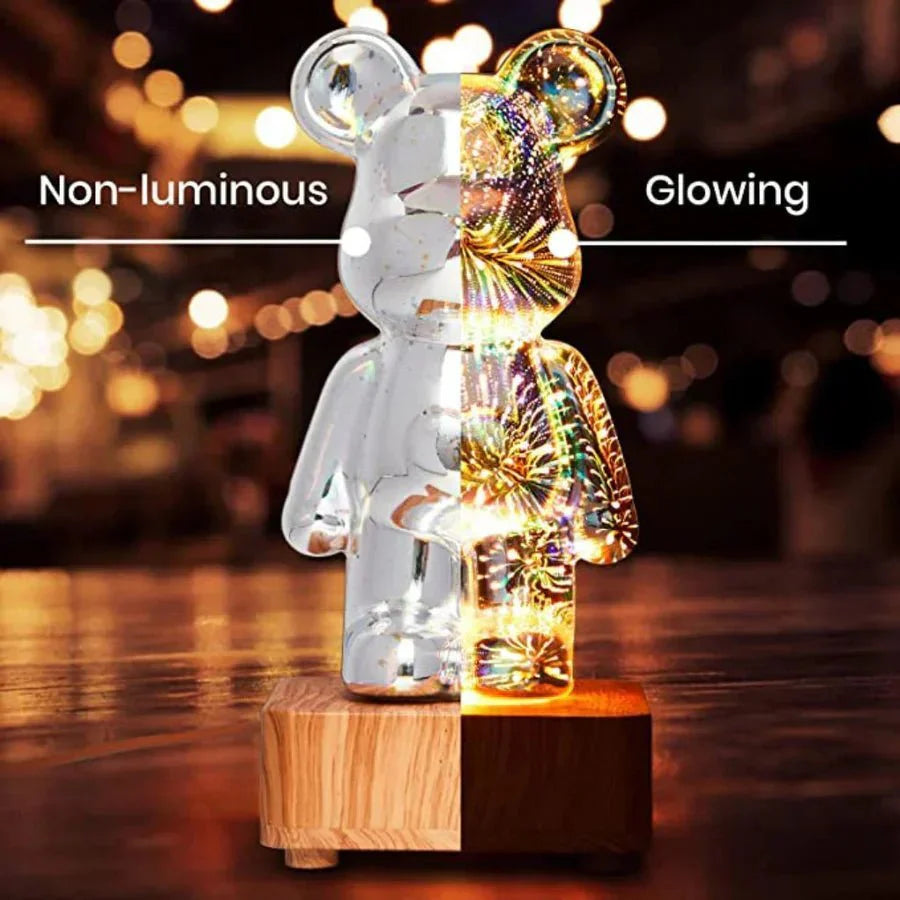 Dekoratívna lampa 3D medveď s čarovným svetlom 