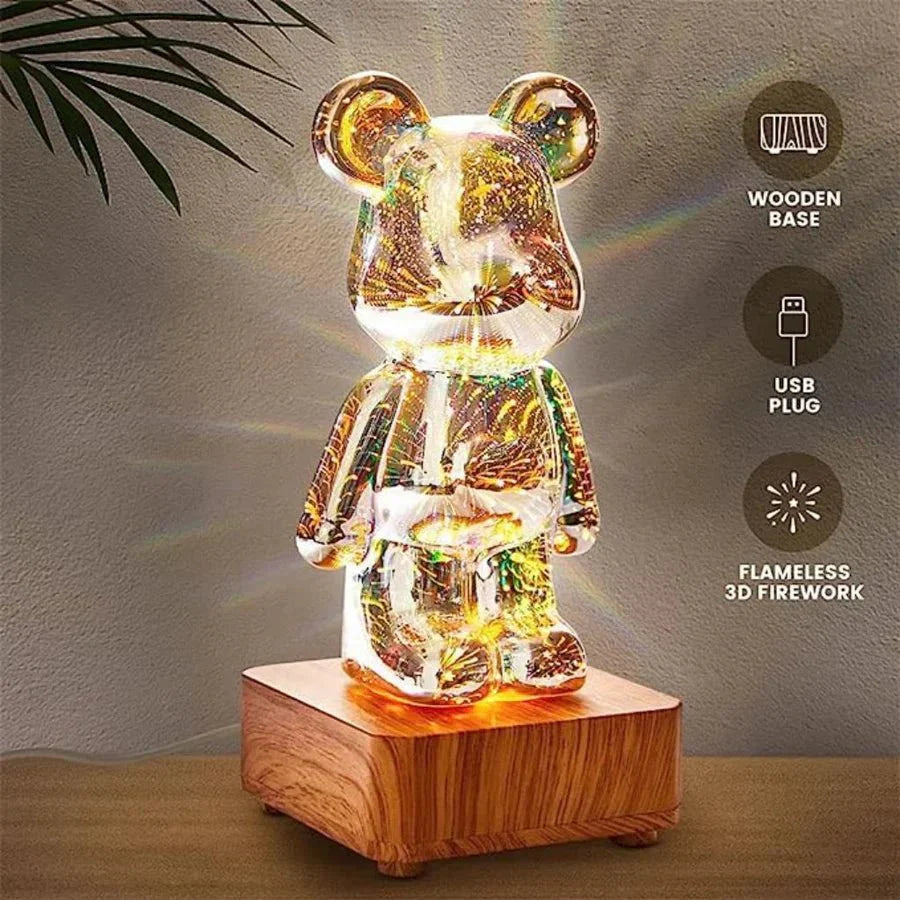 Dekoratívna lampa 3D medveď s čarovným svetlom 