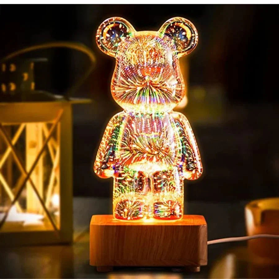 Dekoratívna lampa 3D medveď s čarovným svetlom 
