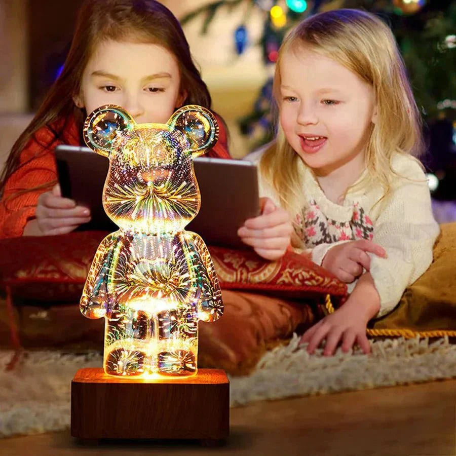 Dekoratívna lampa 3D medveď s čarovným svetlom 